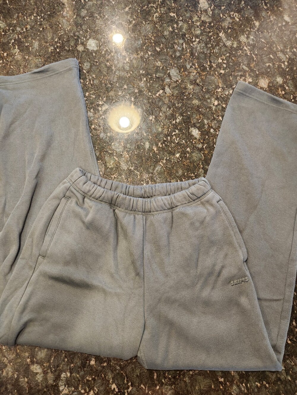 Skims Spruce Green Cotton Fleece Straight Leg Pants